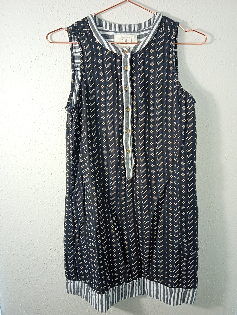 Ann Taylor LOFT Lounge 100% Cotton Half Button Up Tunic sz S